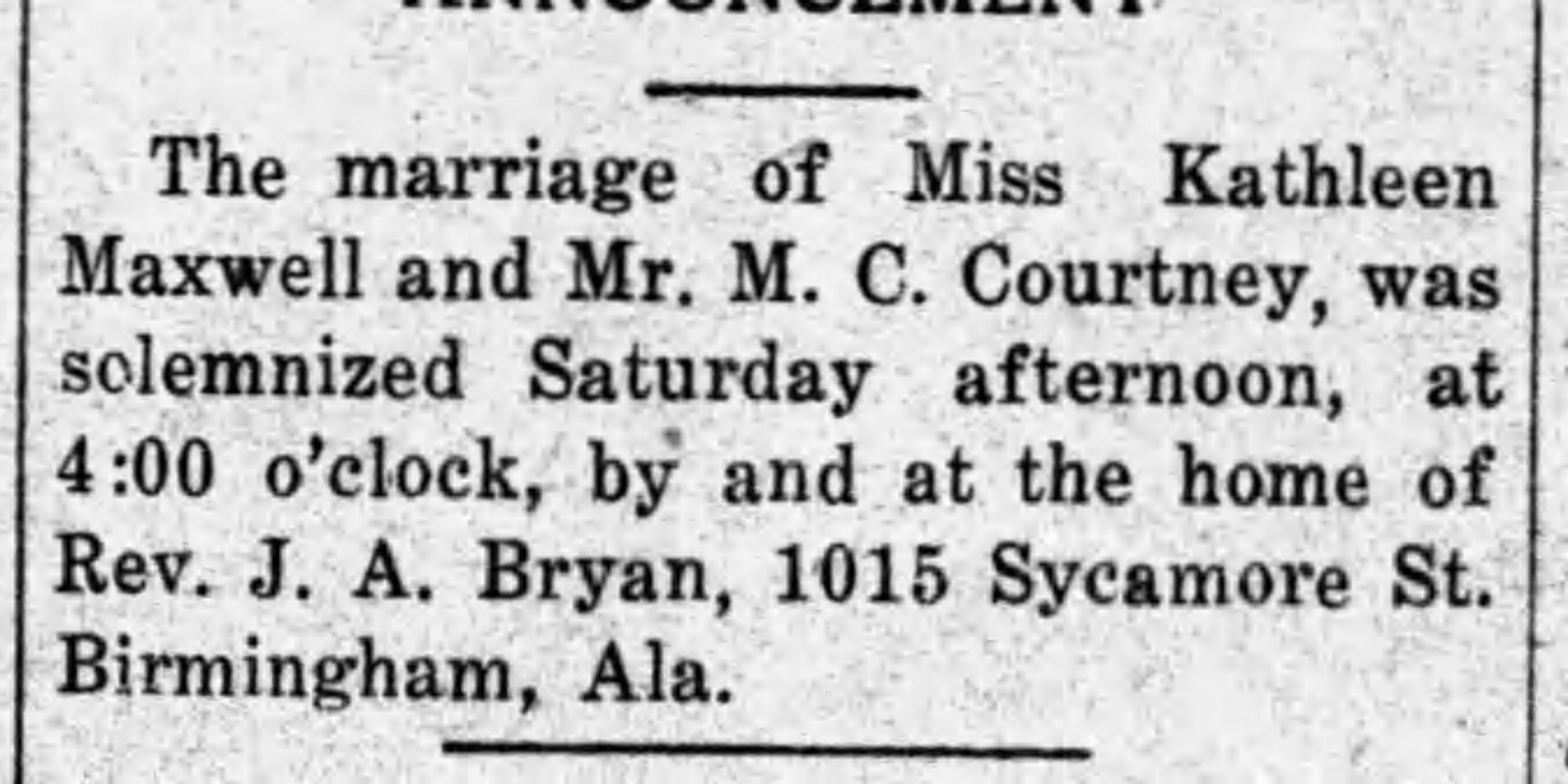 Marriage of Miss Kathleen Maxwell